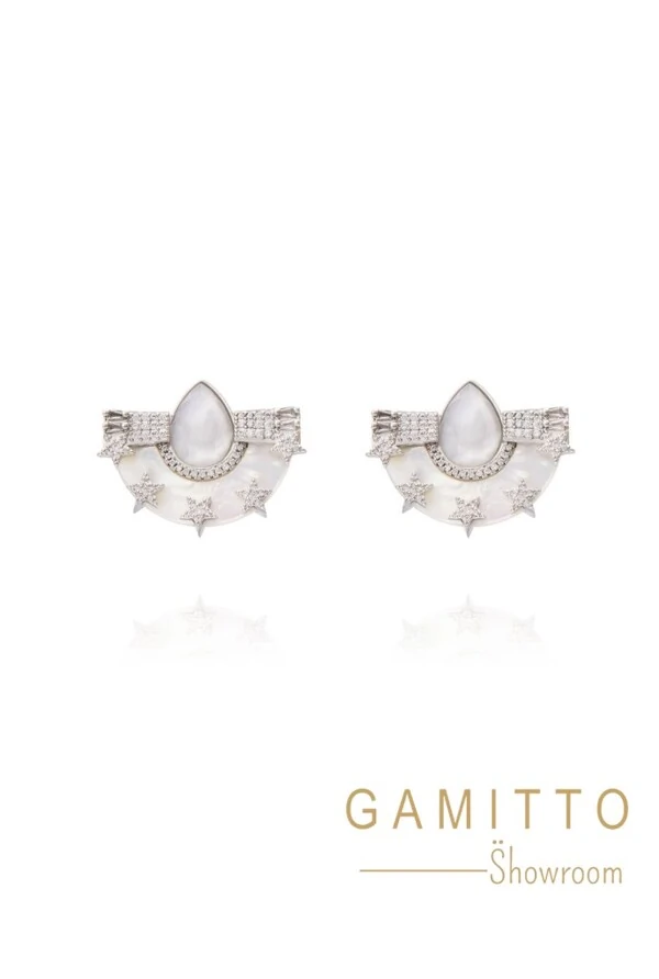 Brinco Madrepérola em Banho Prata