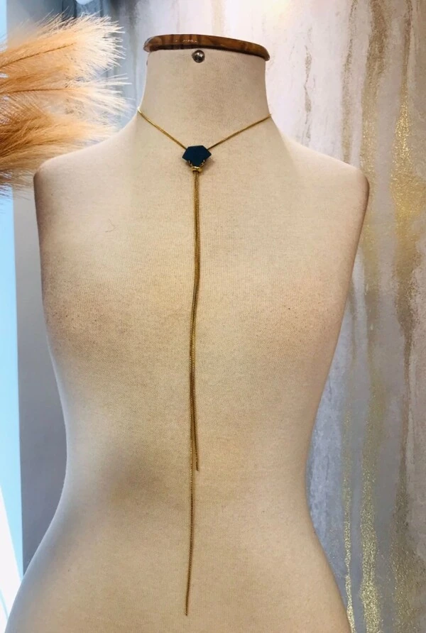 Colar Gravata em Banho Ouro