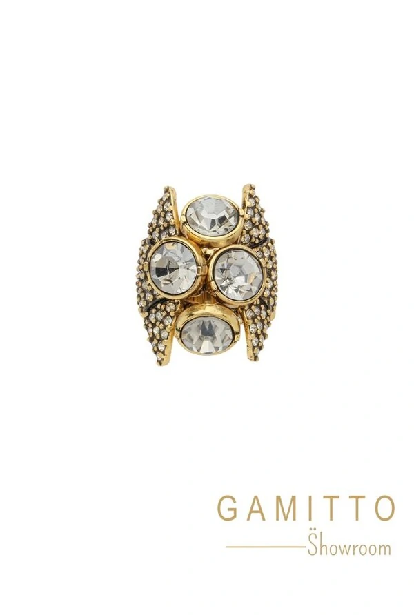 Anel Cristais em Banho Ouro Vintage