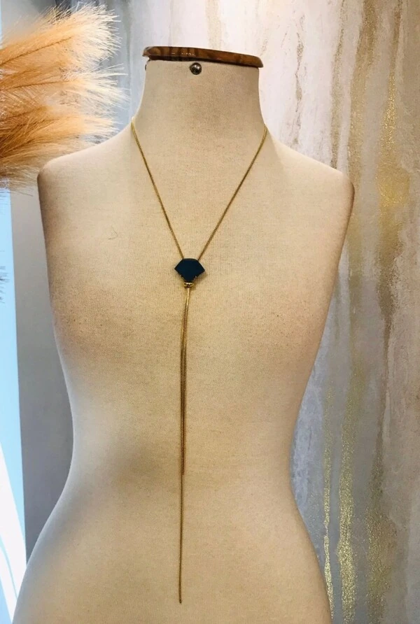 Colar Gravata em Banho Ouro