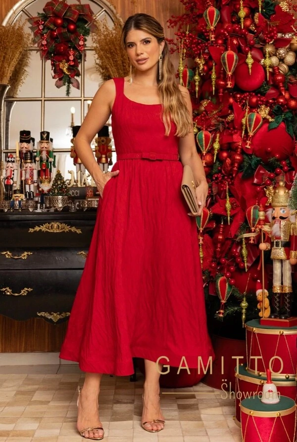 Vestido em Jacquard com Cinto