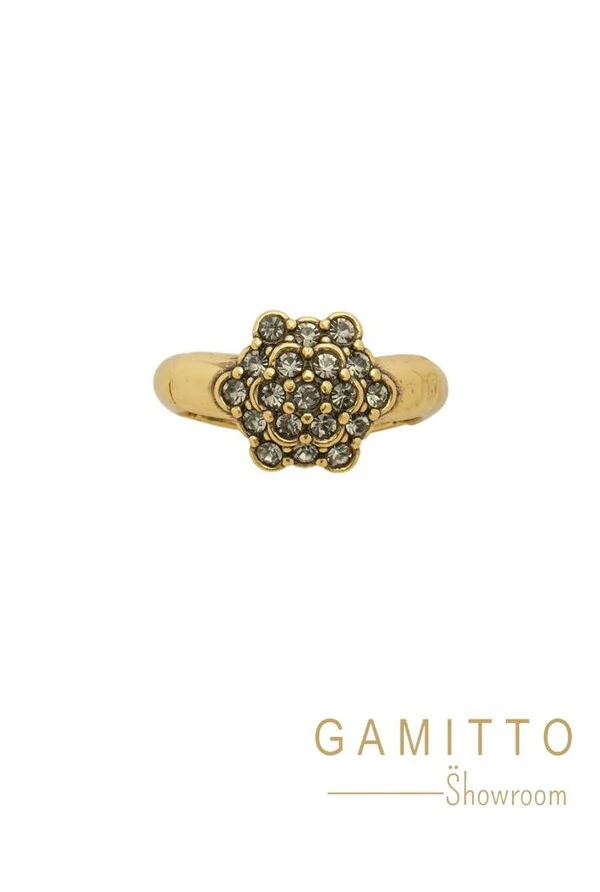 Anel Cristais em Banho Ouro Vintage
