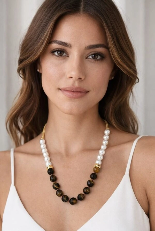 Colar Pérolas em Banho Ouro