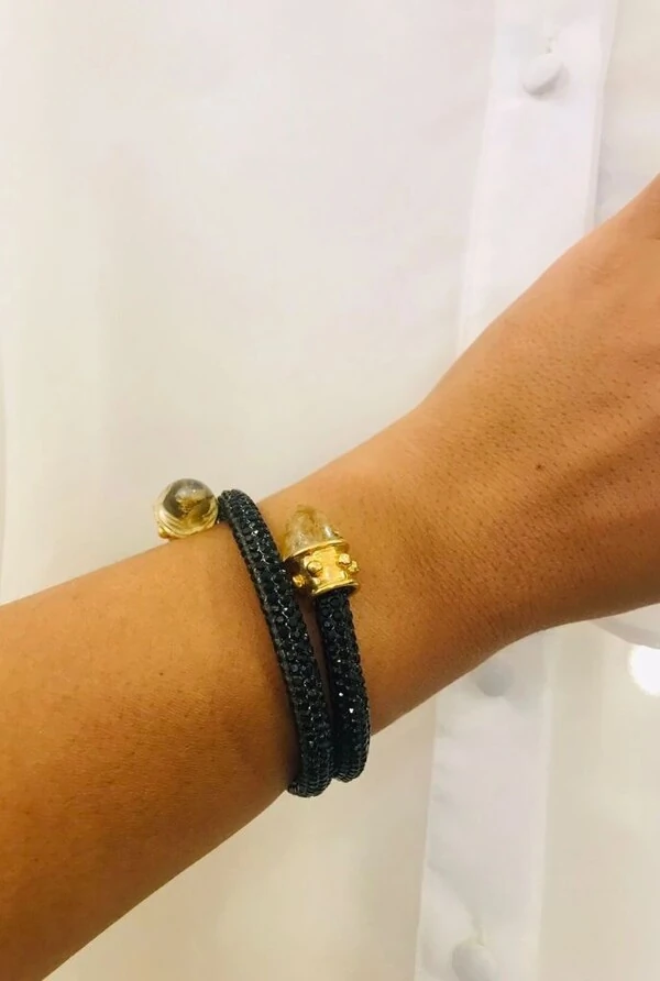 Bracelete Pedra Natural em Banho Ouro