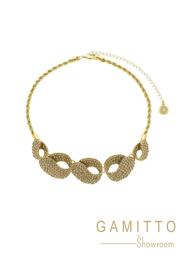 Colar Cristais em Banho Ouro Vintage