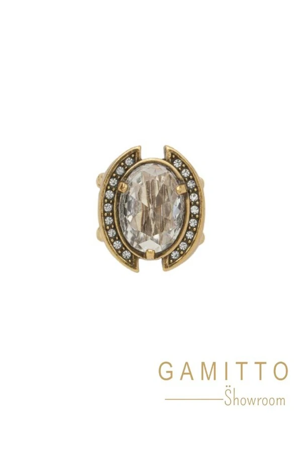 Anel Cristais em Banho Ouro Vintage