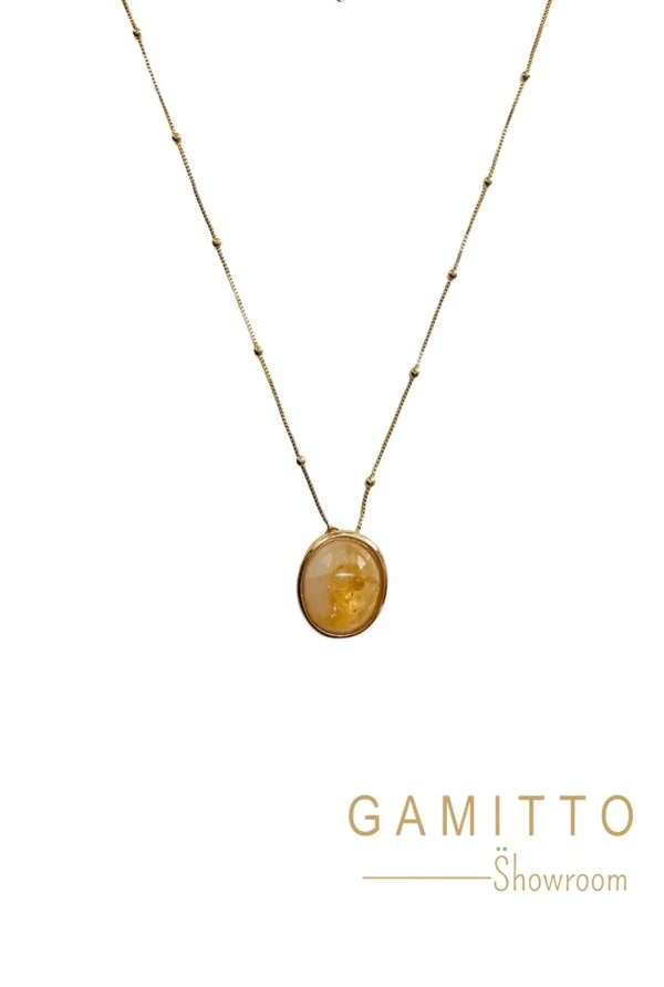 Colar Citrino em Banho Ouro