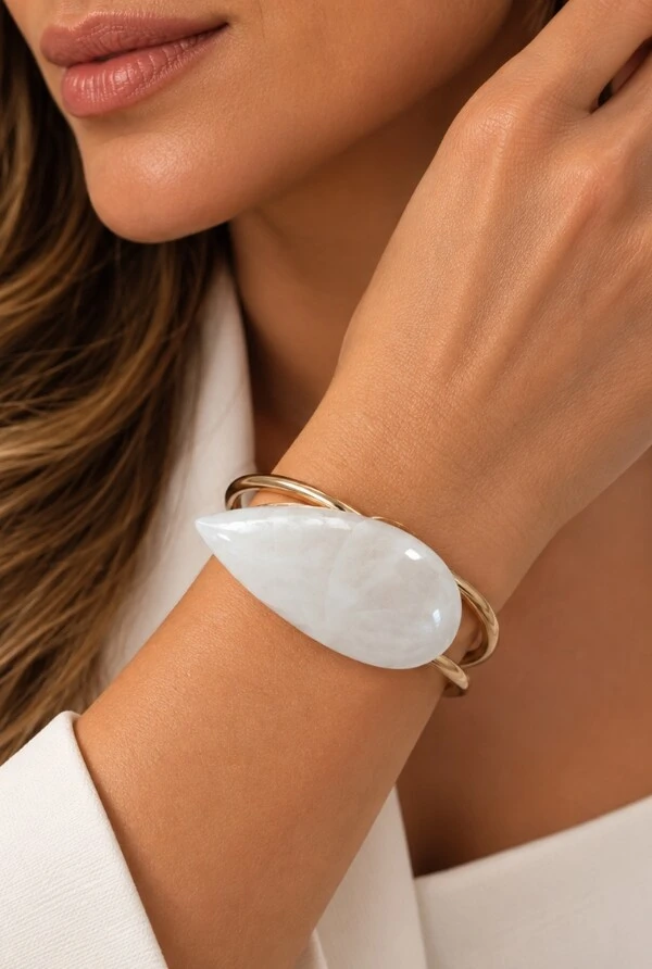 Bracelete Pedra Natural em Banho Ouro