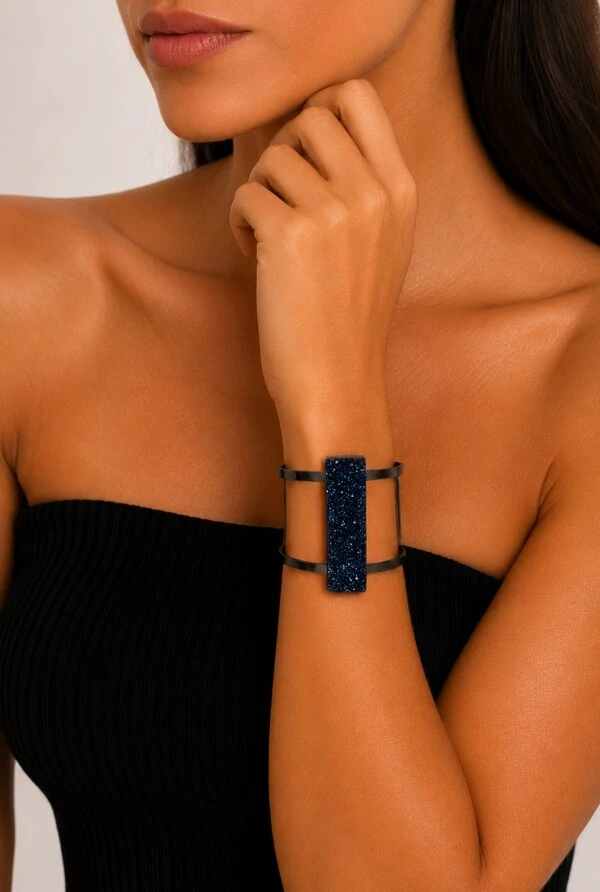 Bracelete Drusa em Banho Grafite