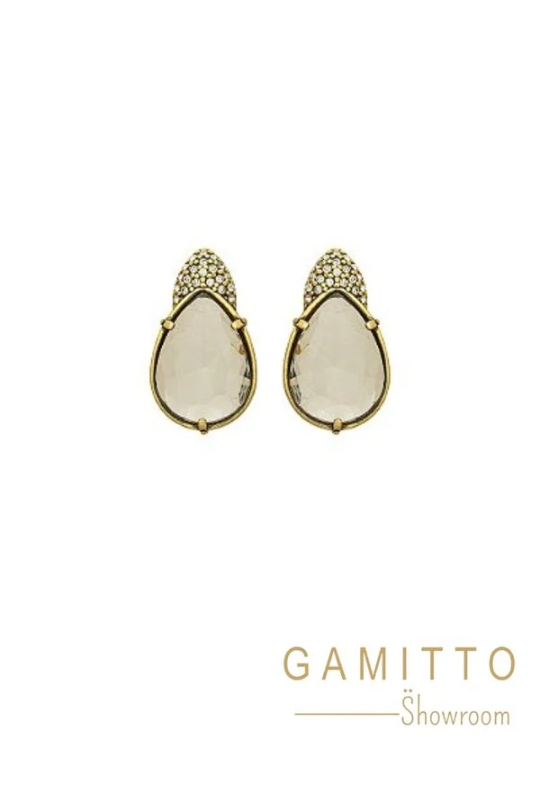 Brinco Cristais em Banho Ouro Vintage