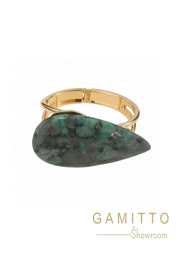 Bracelete Esmeralda em Banho Ouro