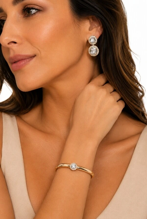 Bracelete Cristais em Banho Ouro
