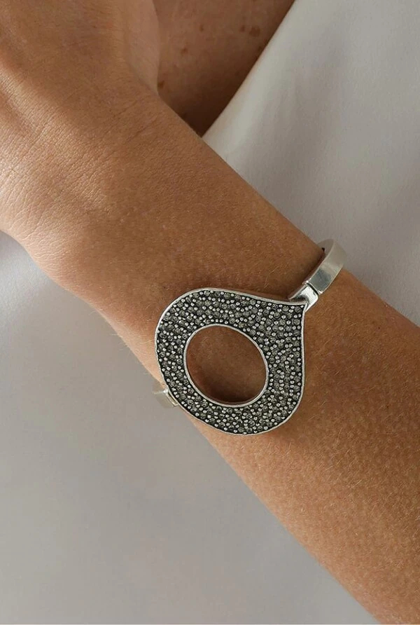 Pulseira Cristais em Banho Prata Vintage
