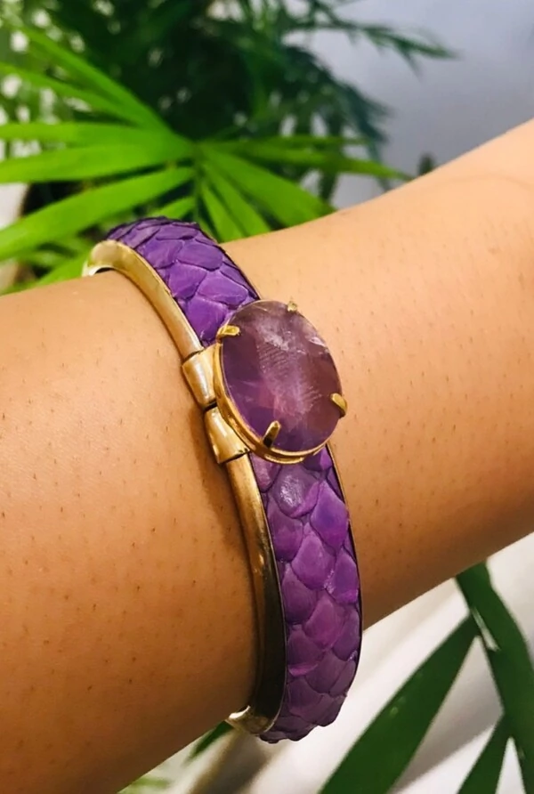 Bracelete Ametista em Banho Ouro
