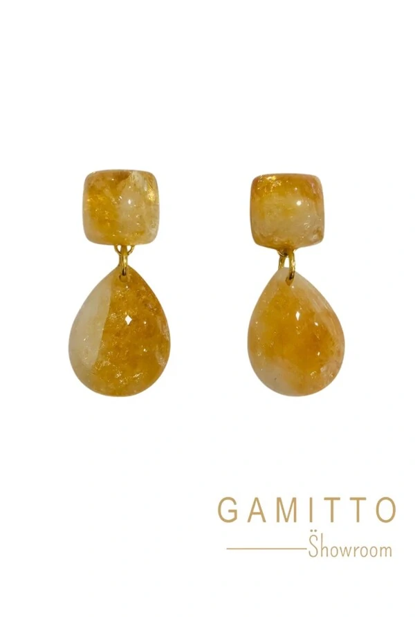 Brinco Citrino em Banho Ouro