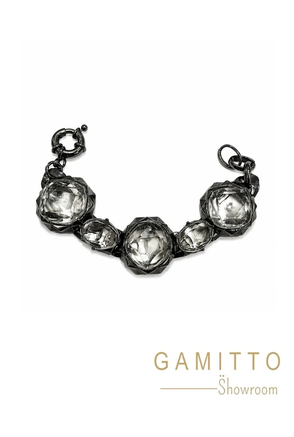 Pulseira Cristais em Banho Grafite