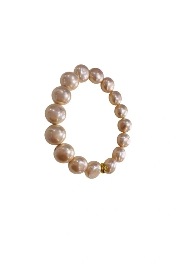 Pulseira Pérola Rosê em Banho Ouro