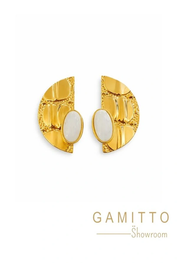 Brinco Pedra em Banho Ouro