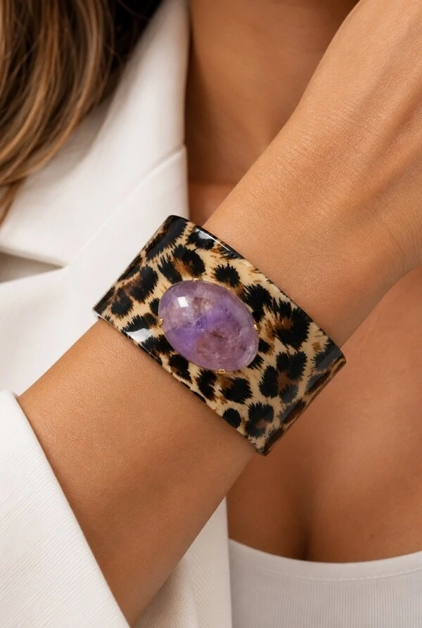Bracelete Onça em Banho Ouro