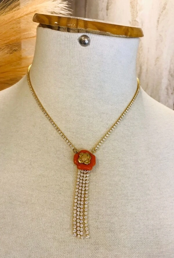 Colar Cristais em Banho Ouro