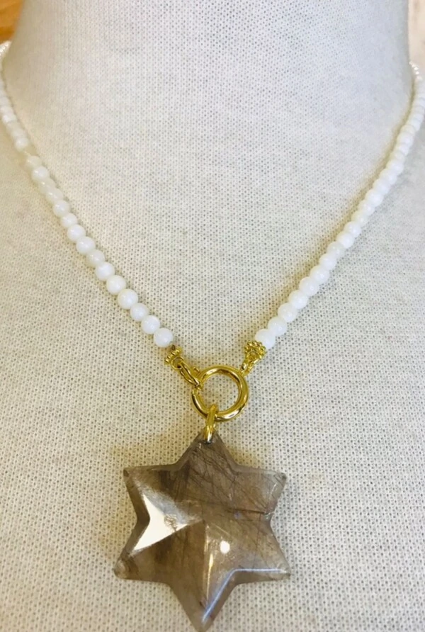 Colar Pérola Estrela em Banho Ouro
