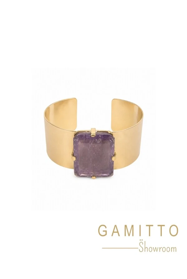 Bracelete Ametista em Banho Ouro