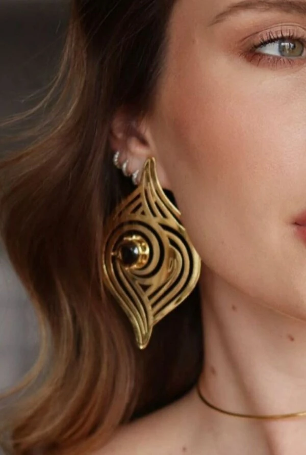 Brinco Ametista em Banho Ouro