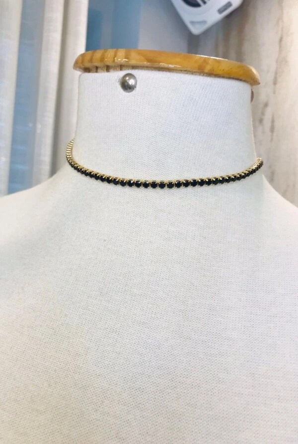 Colar Cristais em Banho Ouro