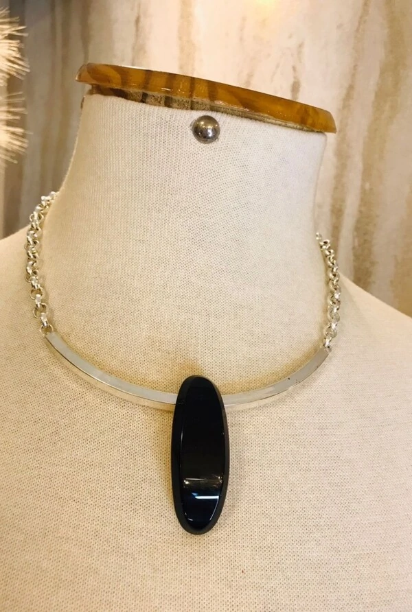 Colar Ônix em Banho Prata