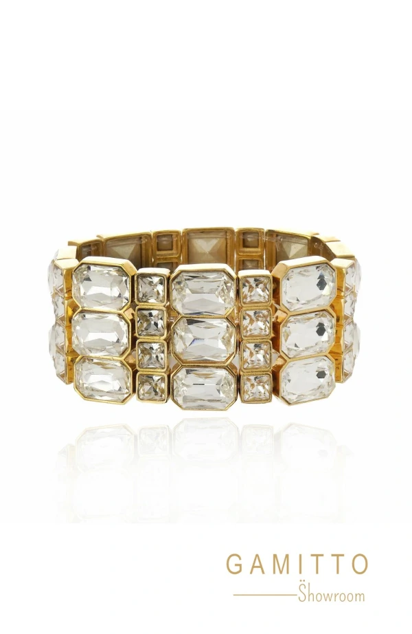 Bracelete Cristais em Banho Ouro