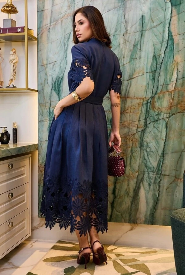 Vestido Linho com Entremeio