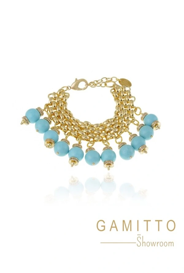 Pulseira Turquesa em Banho Ouro