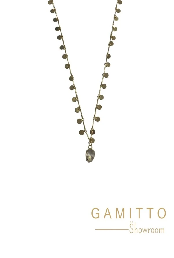 Colar Cristal em Banho Ouro