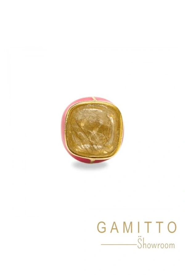 Anel Cristal em Banho Ouro