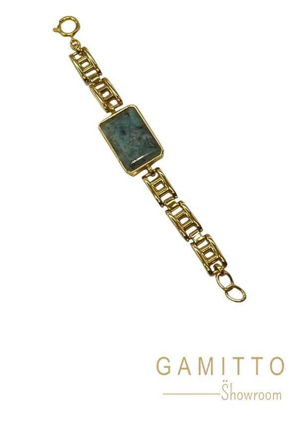 Pulseira Esmeralda em Banho Ouro