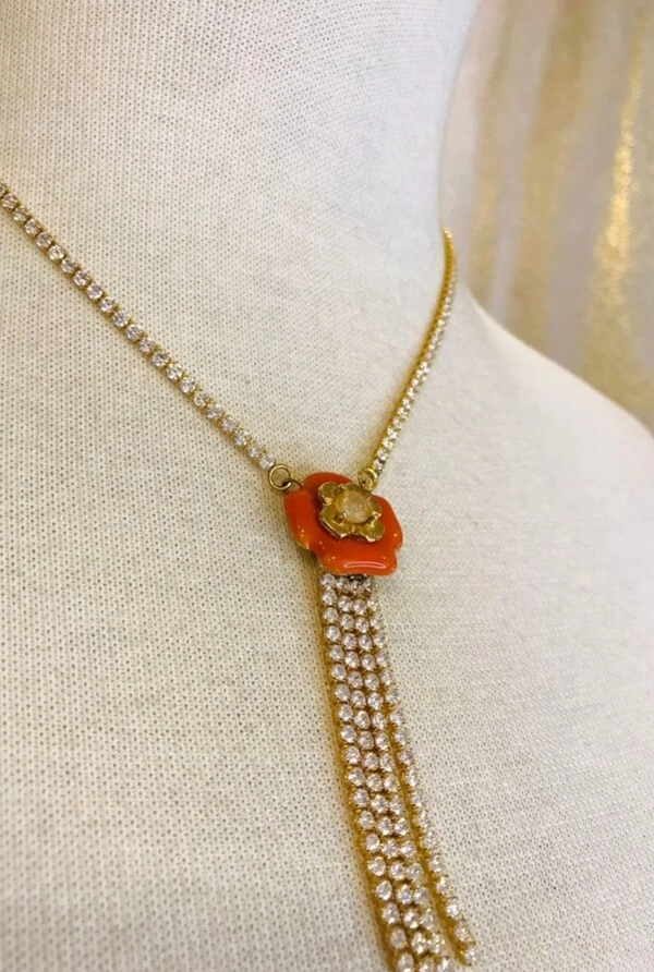 Colar Cristais em Banho Ouro