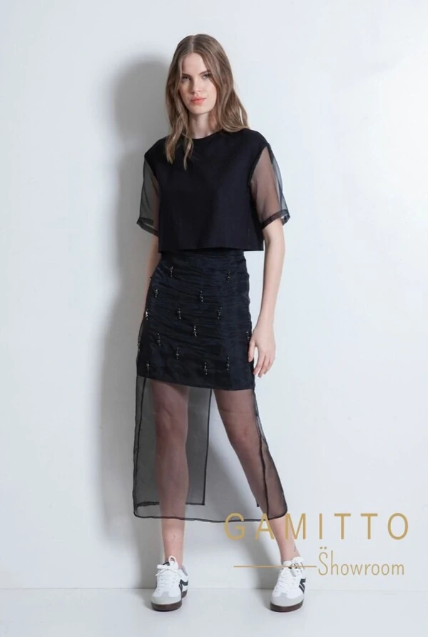 Saia Midi em Organza