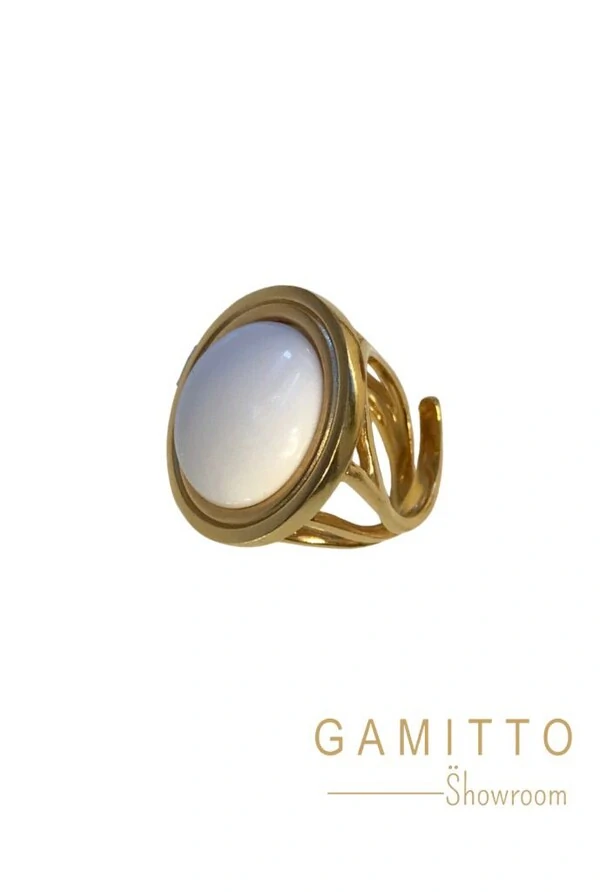 Anel Dolomita em Banho Ouro