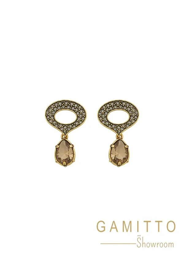 Brinco Cristais em Banho Ouro Vintage