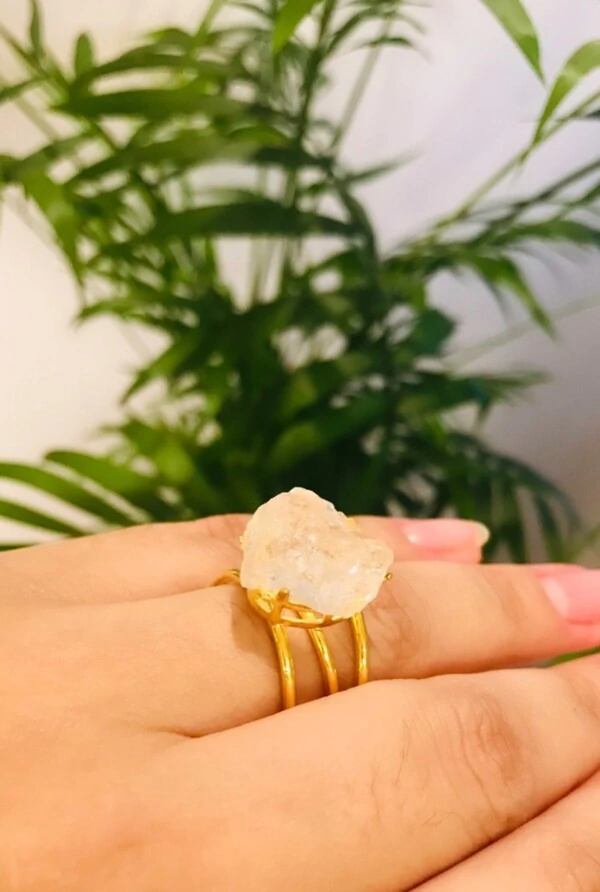 Anel Cristal em Banho Ouro