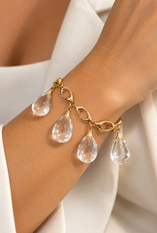 Pulseira Cristais em Banho Ouro