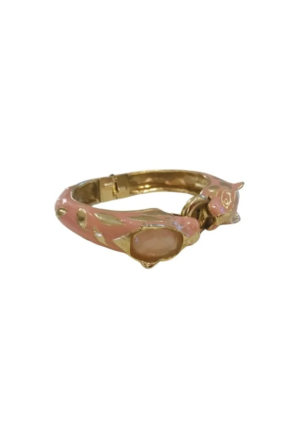 Bracelete Quartzo Rosa em Banho Ouro