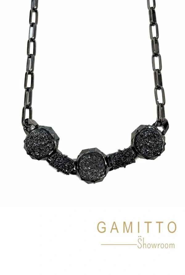 Colar Drusa em Banho Grafite