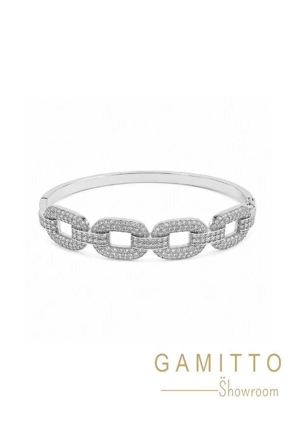 Pulseira Cristais em Banho Prata