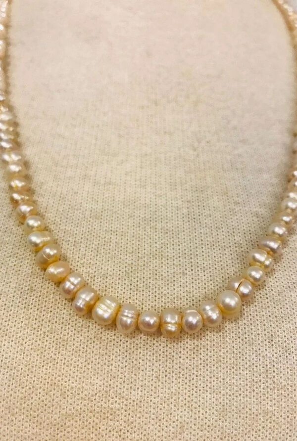 Colar Pérola de Água Doce em Banho Ouro