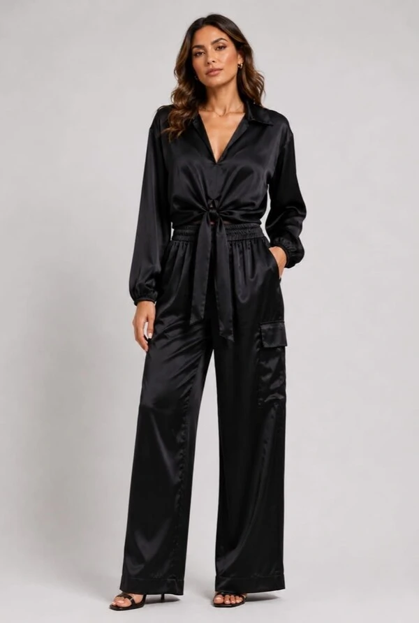 Conjunto em Cetim Com Amarração