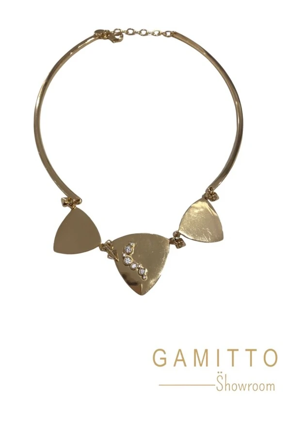 Colar Cristais em Banho Ouro