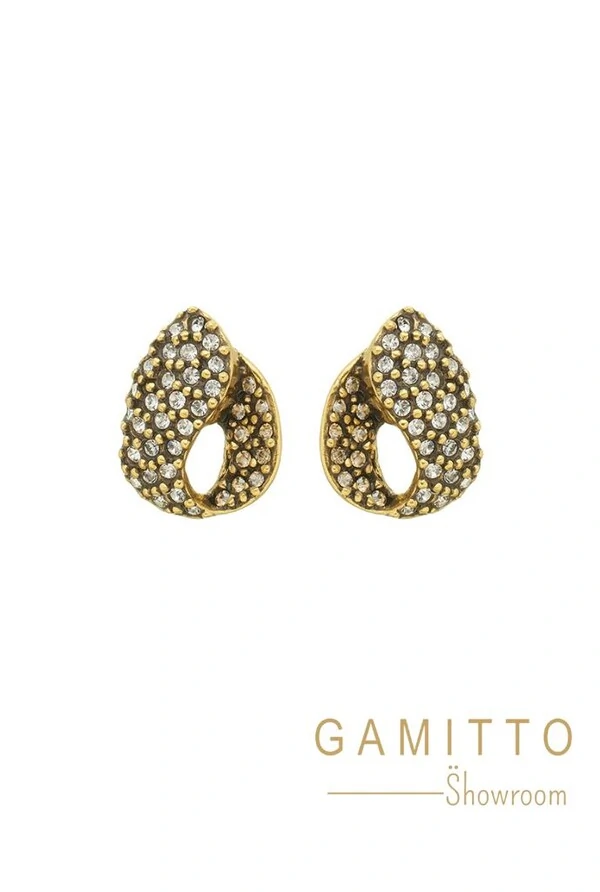 Brinco Cristais em Banho Ouro Vintage