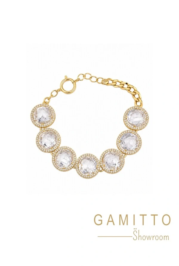 Pulseira Cristais em Banho Ouro