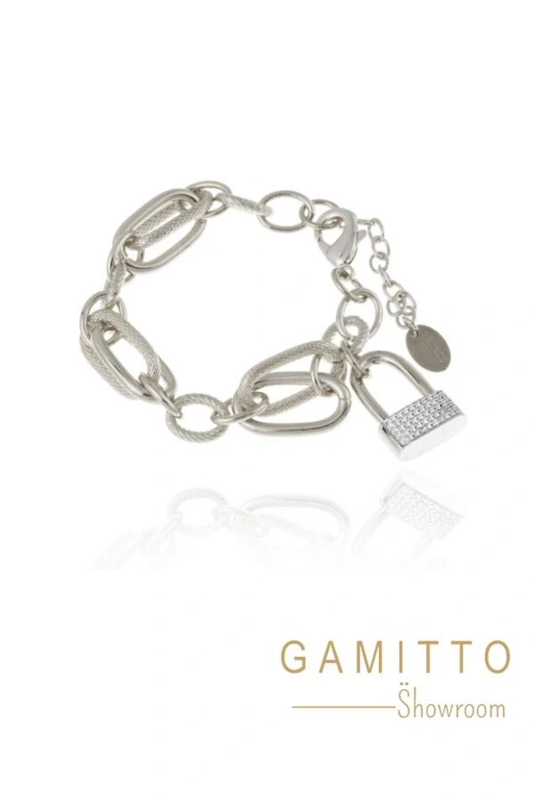 Pulseira Cristais em Banho Prata